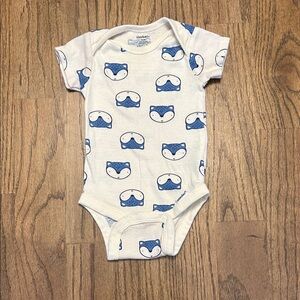 Gerber Cream and Blue Fox Pattern Bodysuit